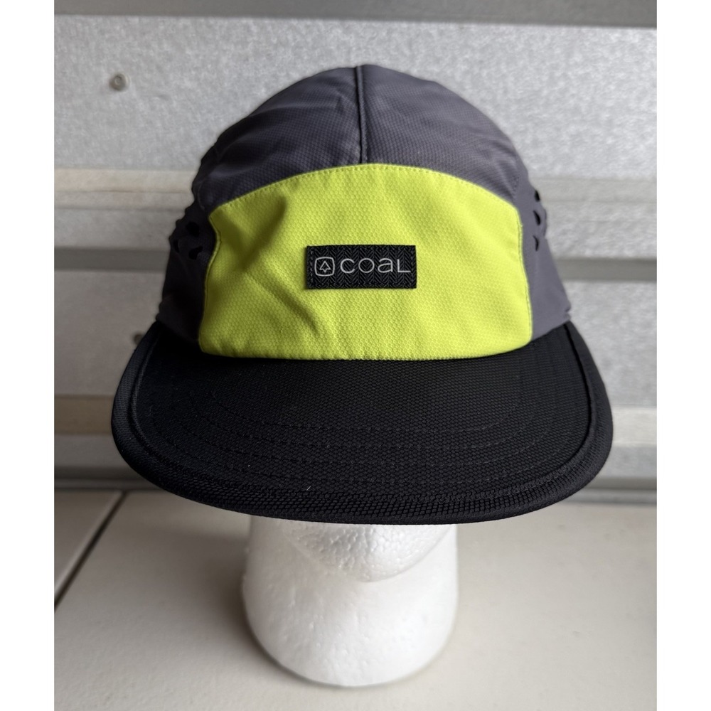 Coal Hat Cap Adjustable Mens One Size Black Yellow Gray 5 Panel Running Outdoor